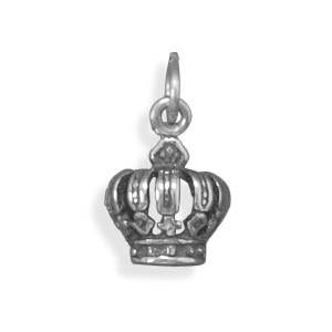 Sterling Silver Oxidized Crown Charm