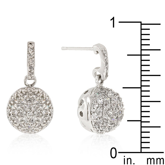 Silvertone Cubic Zirconia Round Ball Dangling Earrings