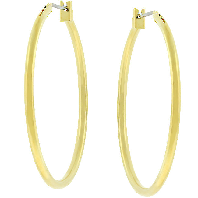 Goldtone 38mm Round Hoop Earrings