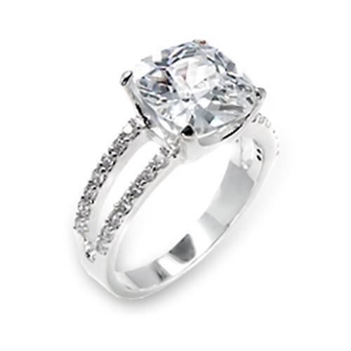High Polished 925 Sterling Silver Ring with AAA Grade CZ  in Clear