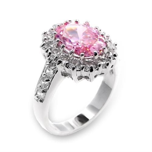 High Polished 925 Sterling Silver Ring with AAA Grade CZ  in Rose