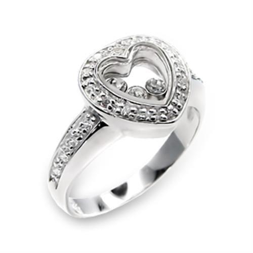 High Polished 925 Sterling Silver Ring with AAA Grade CZ  in Clear