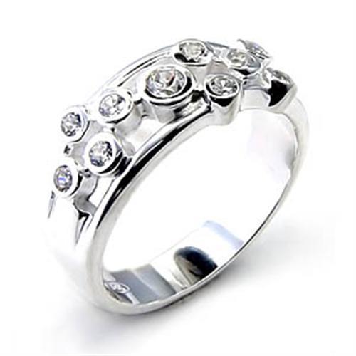 High Polished 925 Sterling Silver Ring with AAA Grade CZ  in Clear
