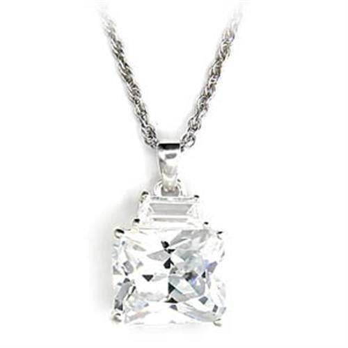 High Polished 925 Sterling Silver Pendant with AAA Grade CZ  in Clear