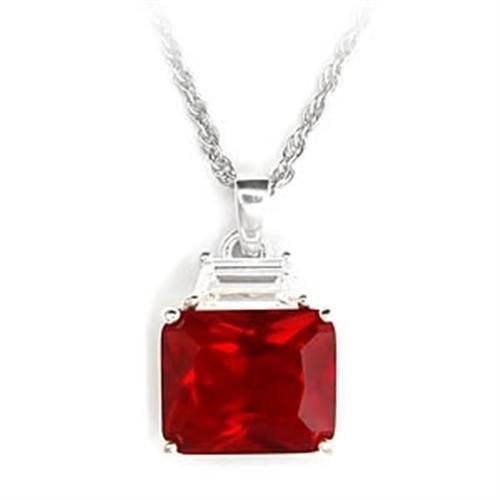 High Polished 925 Sterling Silver Pendant with Synthetic Garnet in Ruby