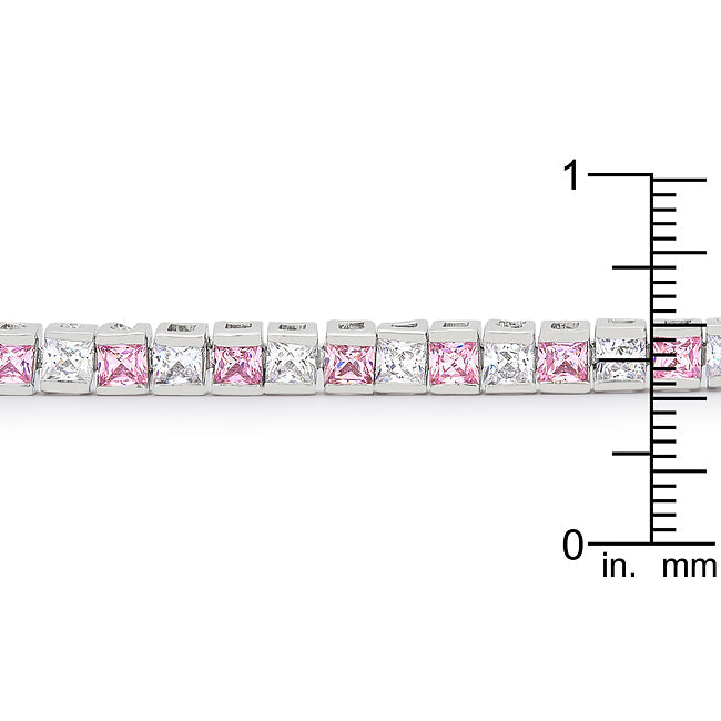 Pink and Clear Cubic Zirconia Ladies Tennis Bracelet