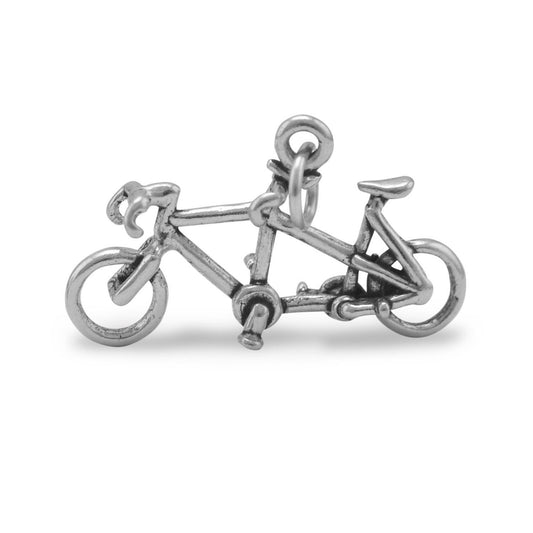 Sterling Silver Oxidized Tandem Bicycle Charm