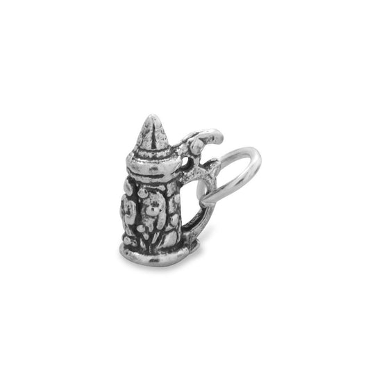 Authentic 925 Sterling Silver Oxidized Beer Stein Women's Charm for Bracelet or Necklace