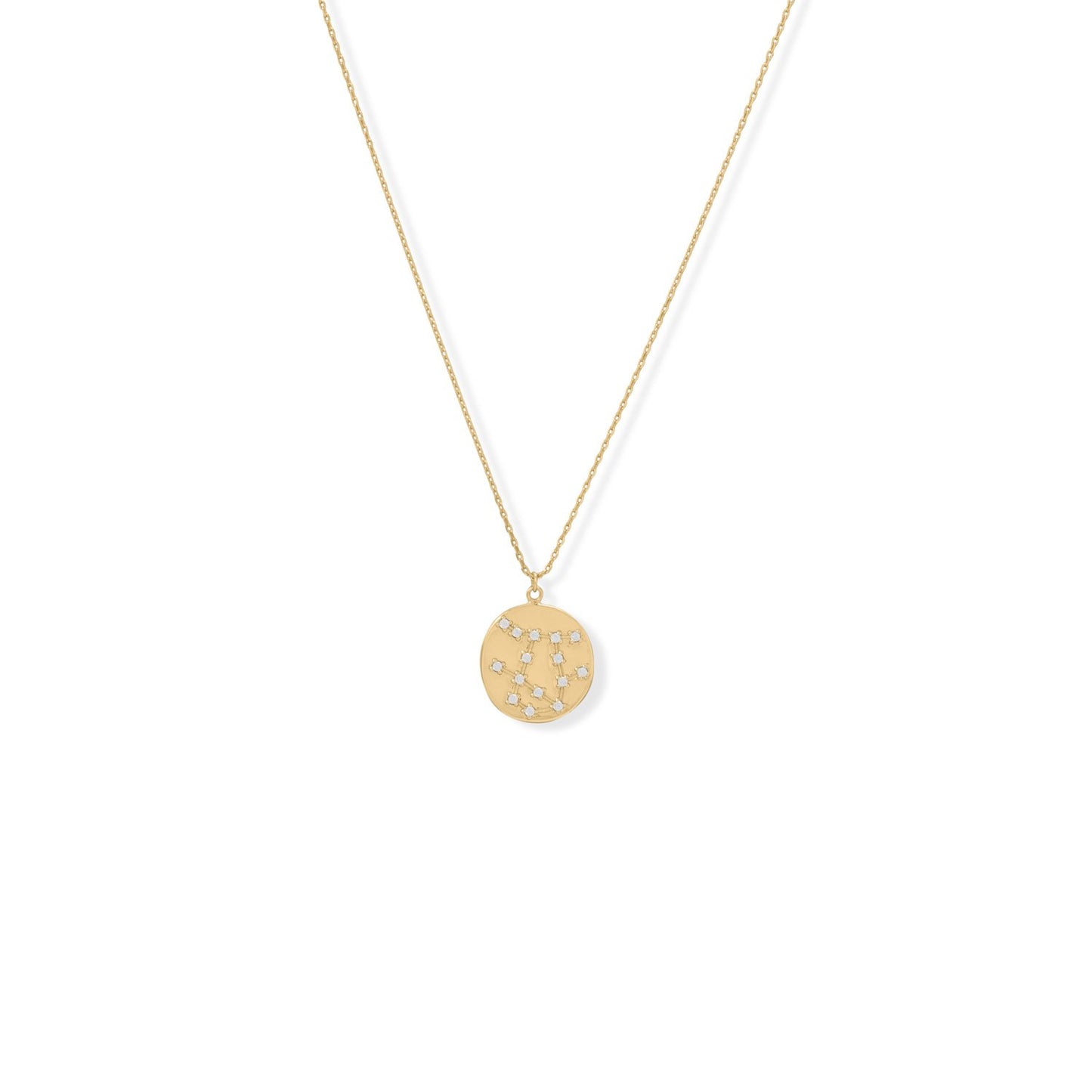 14k Yellow Gold Plated Sterling Silver Cubic Zirconia Gemini Coin Constellations Necklace