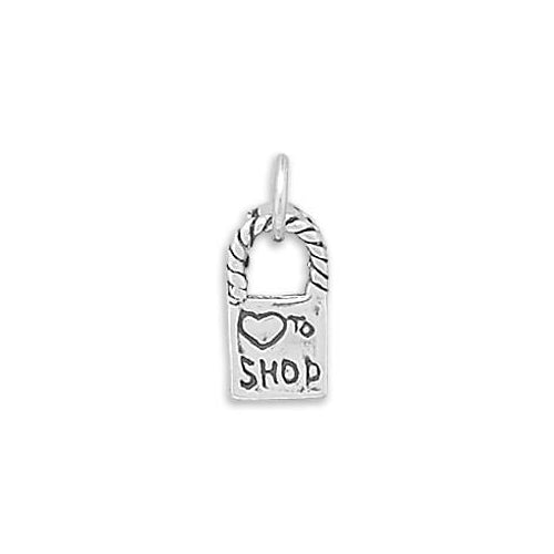 Sterling Silver Love to Shop Reversible Bag Charm