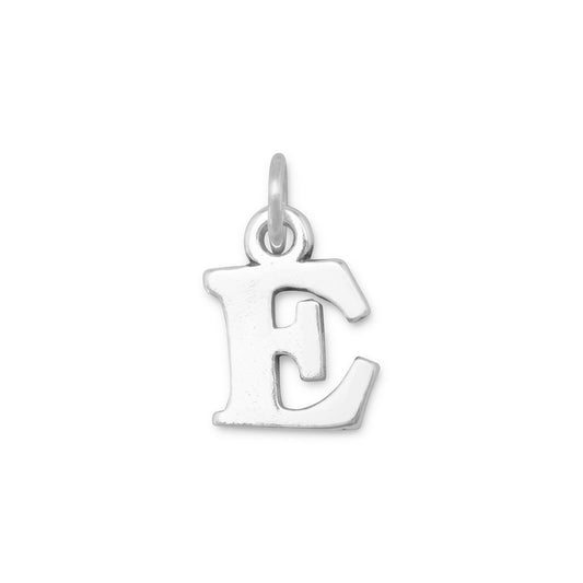 Authentic 925 Sterling Silver Oxidized Block Letter E Women's Charm for Bracelet or Necklace