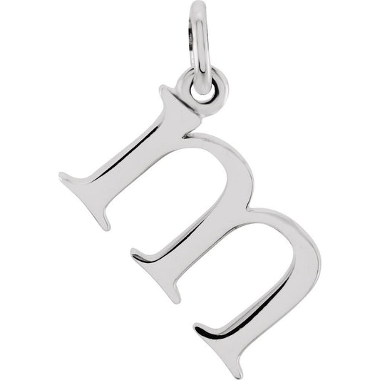 Authentic 925 Sterling Silver 0.33" Lowercase M Initial 16" Letter Necklace