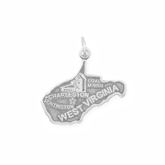 Authentic 925 Sterling Silver West Virginia State Women's Charm for Bracelet or Necklace