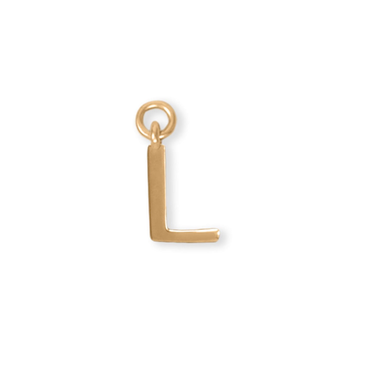 14k Gold Plated 925 Silver Polished L Initial Women's Charm for Bracelet or Necklace