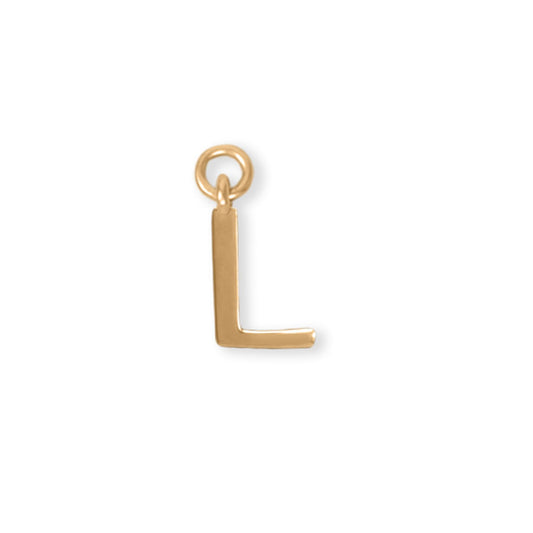 14k Gold Plated 925 Silver Polished L Initial Women's Charm for Bracelet or Necklace