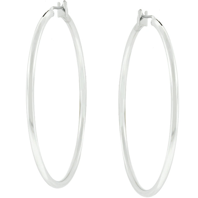 Silvertone 46mm Round Hoop Earrings