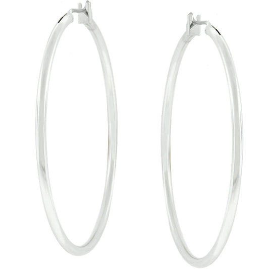 Silvertone 46mm Round Hoop Earrings