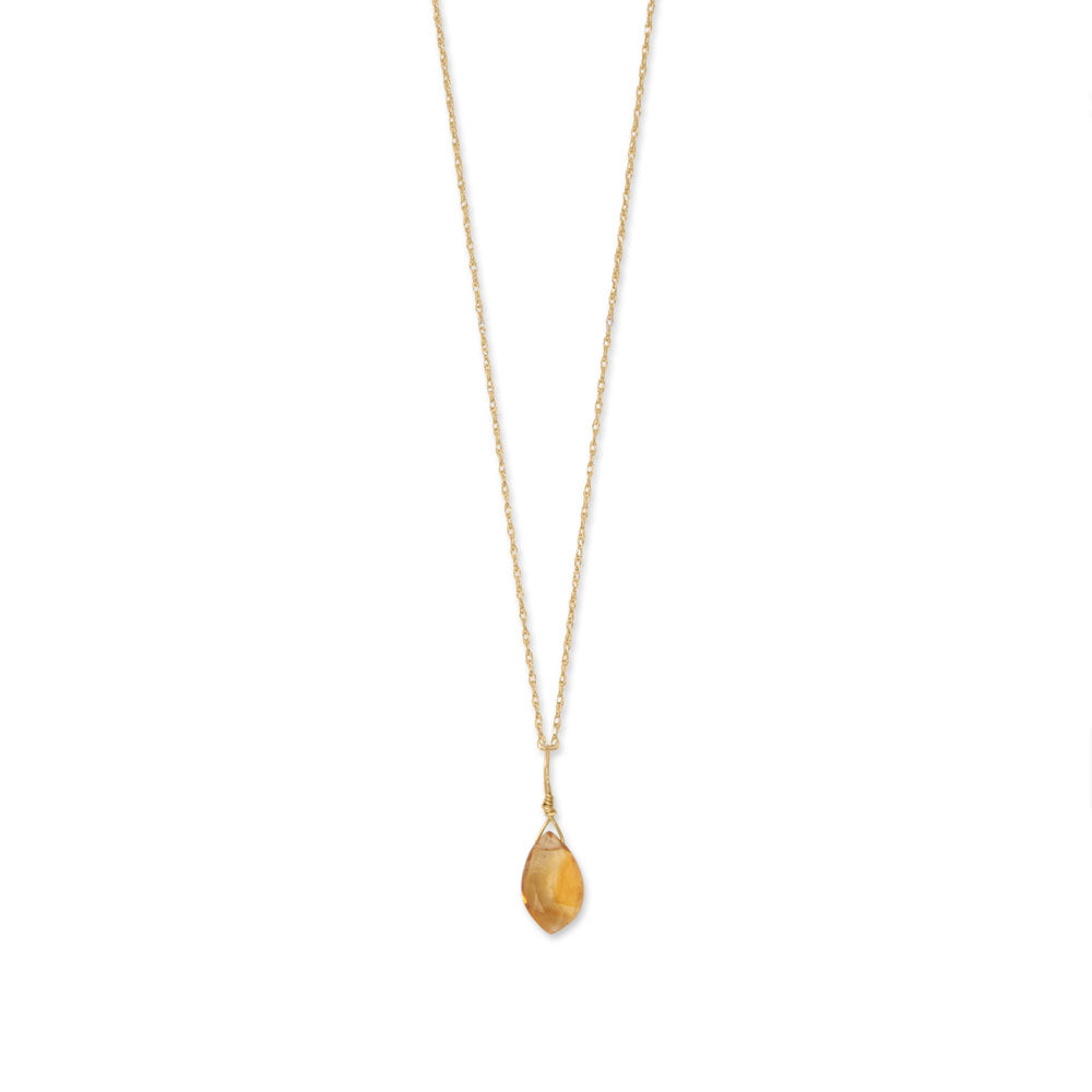 14k Yellow Gold Gemstone Birthstone 16" Necklace (January - December)