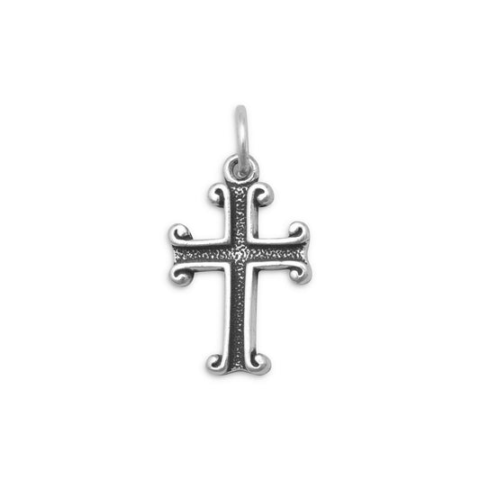 Authentic 925 Sterling Silver Oxidized Cross Women's Charm for Bracelet or Necklace