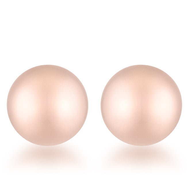 Rose Goldtone Stainless Steel 8mm Sphere Earrings Studs