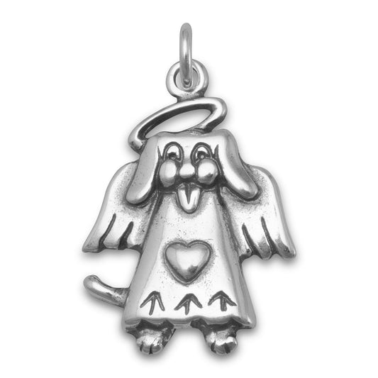 Authentic 925 Sterling Silver Dog Angel Women's Charm for Bracelet or Necklace