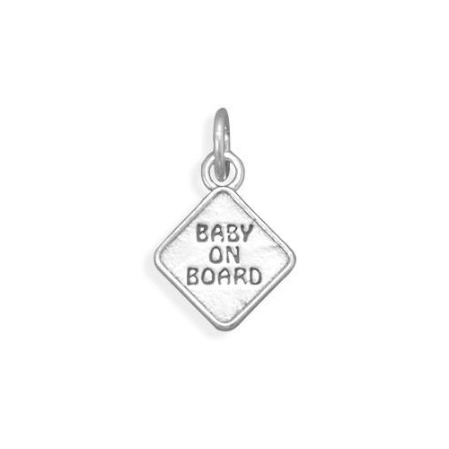 Sterling Silver Oxidized Baby on Board Charm