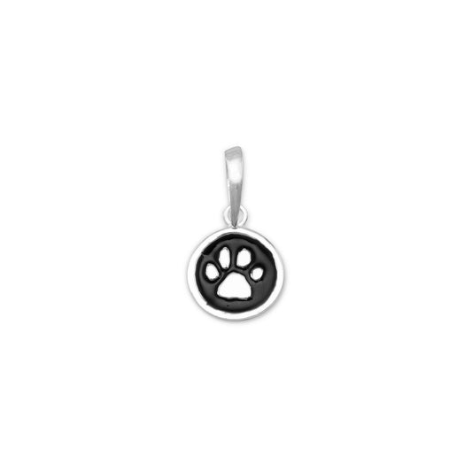 Authentic 925 Sterling Silver Enamel Paw Print Women's Charm for Bracelet or Necklace