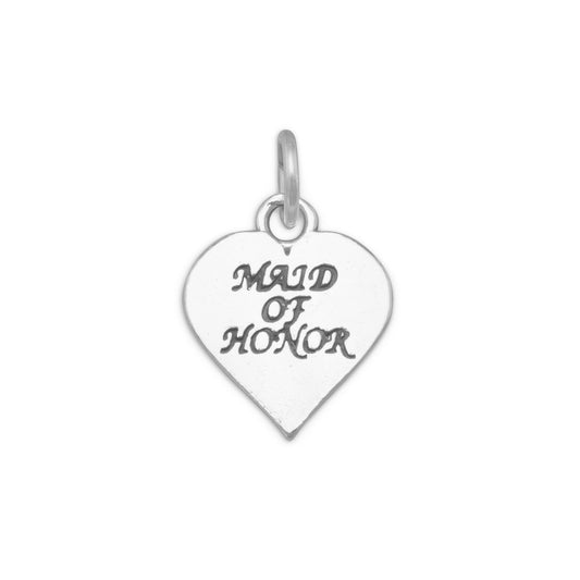 Authentic 925 Sterling Silver Oxidized Maid of Honor Women's Charm for Bracelet or Necklace