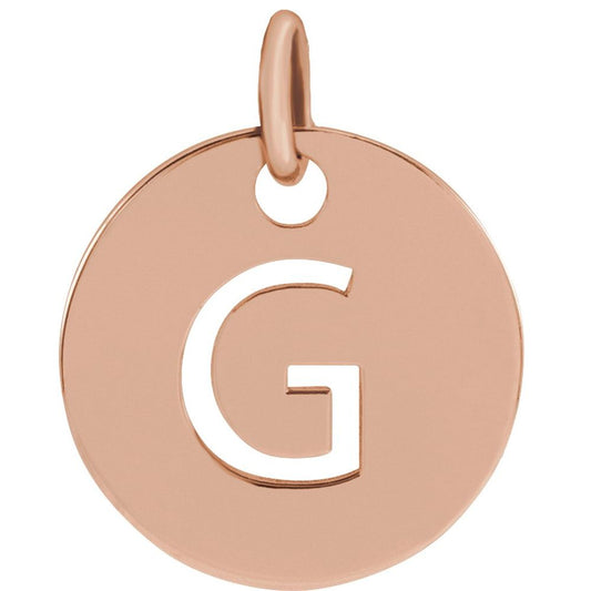 18K Rose Gold Plated 925 Silver Initial G Disc 0.39" Pendant for Men or Women