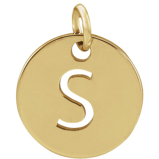 18k Gold Plated 925 Silver Initial S Disc 0.39" Pendant for Men or Women