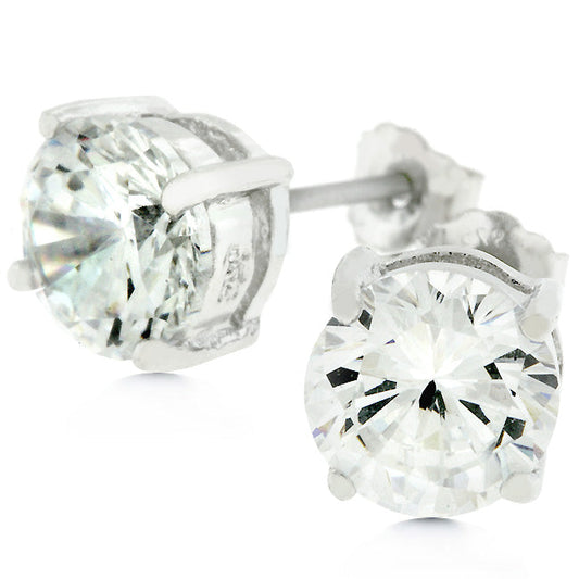 Sterling Silver 6.25 mm Round Cubic Zirconia Stud Earrings