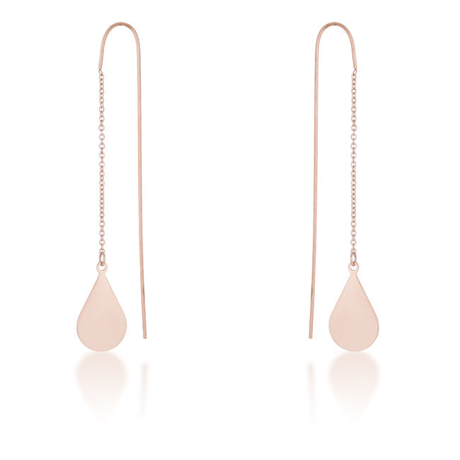 Rose Goldtone Teardrop 2.5" Threader Earrings