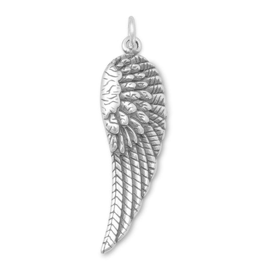 Authentic 925 Sterling Silver Oxidized Angel Wing Women's Charm for Bracelet or Necklace