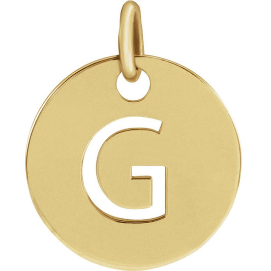 18k Gold Plated 925 Silver Initial G Disc 0.39" Pendant for Men or Women