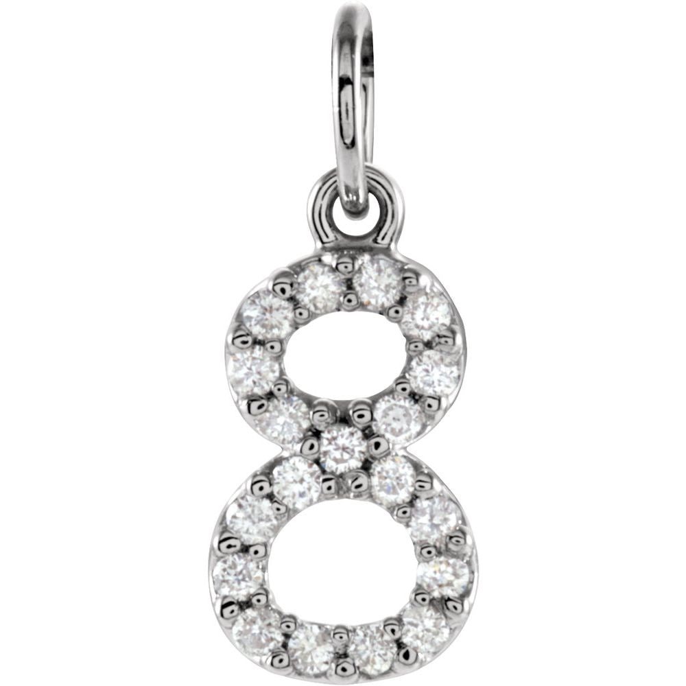 14K White Gold .08 CTW Natural Diamond Numeral 8 Charm