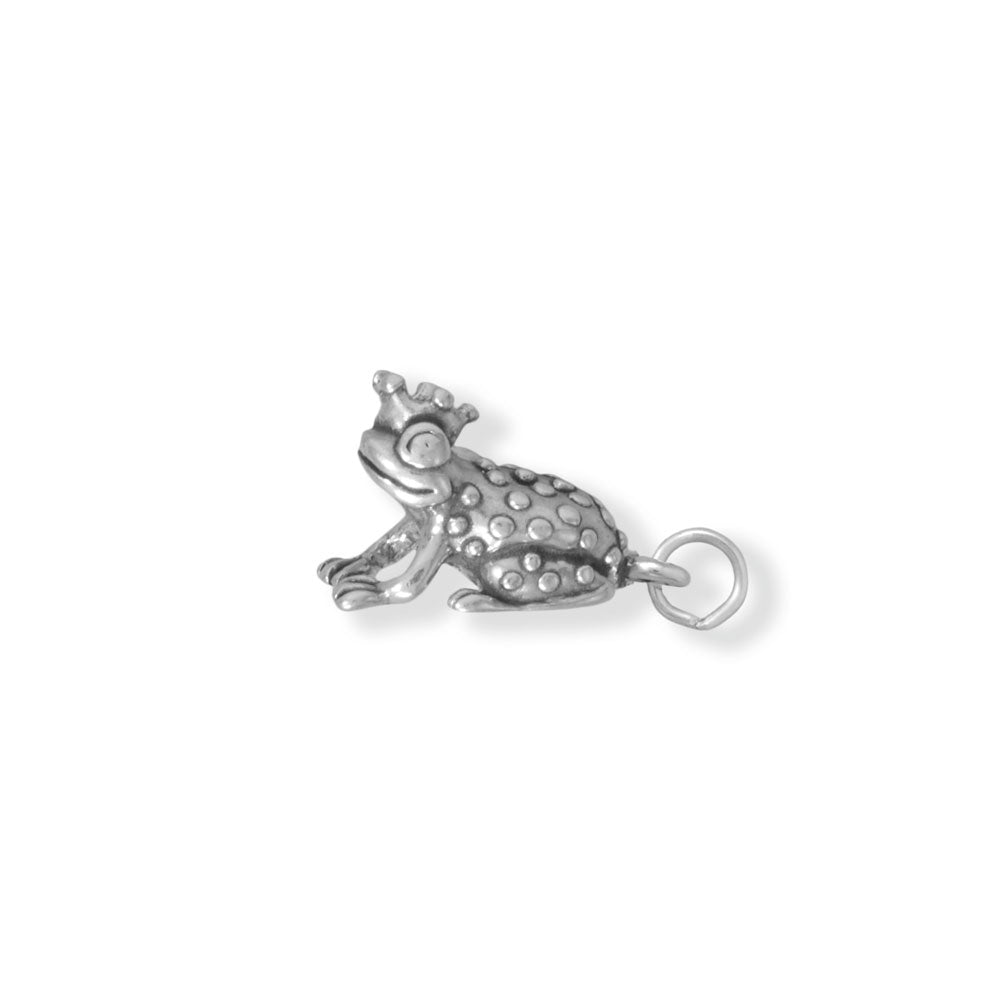 Authentic 925 Sterling Silver 3D Enchanting Frog Prince Women's Charm for Bracelet or Necklace