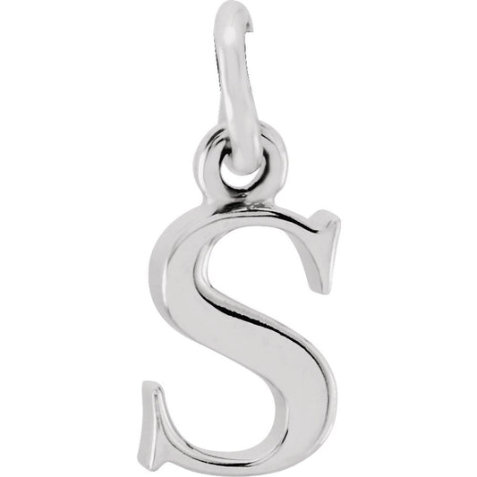 Authentic 925 Sterling Silver 0.34" Lowercase S Initial 16" Letter Necklace