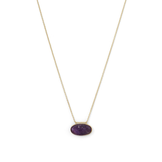 14kt Gold Plated Sterling Silver Rough Cut Amethyst Slide Necklace