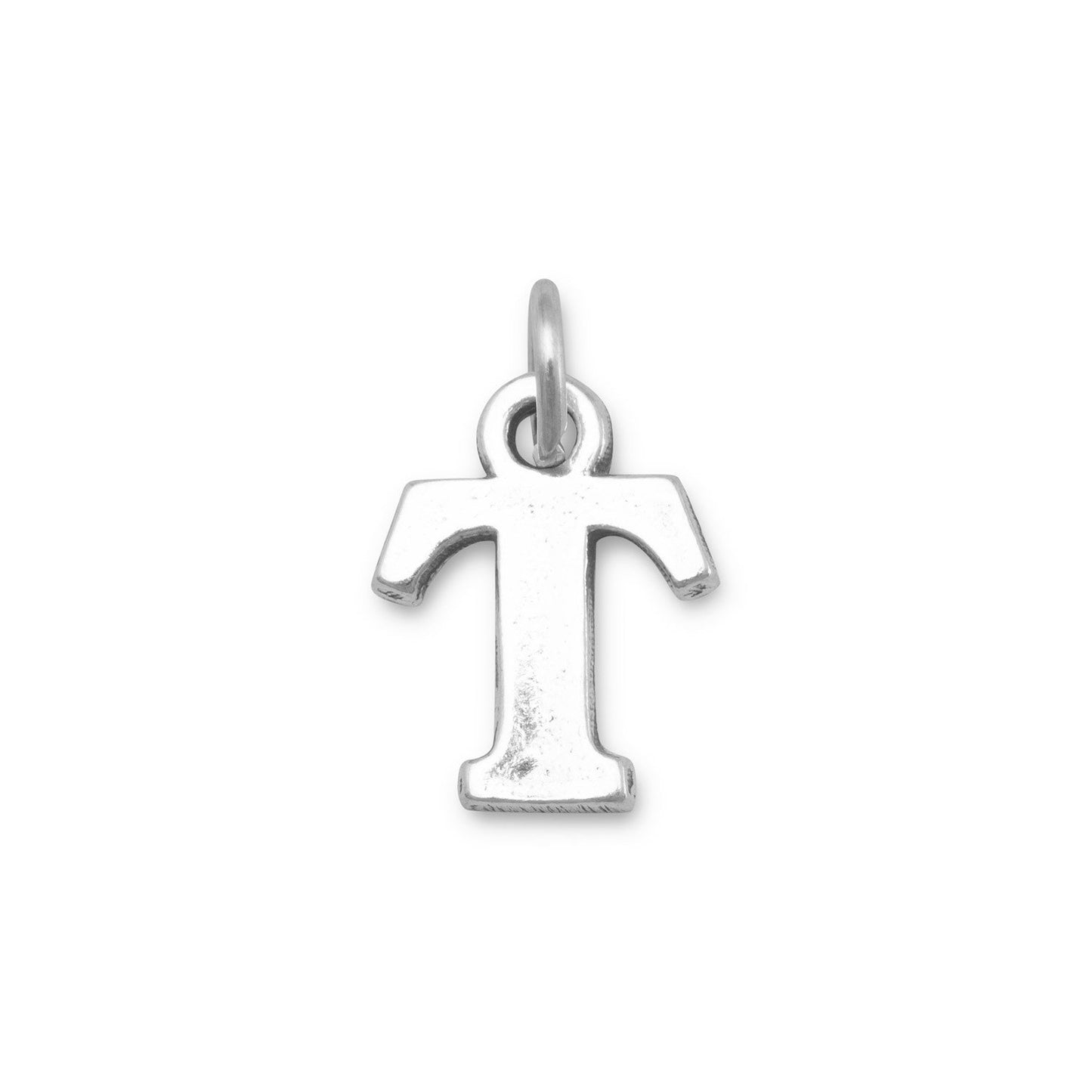 Authentic 925 Sterling Silver Oxidized Block Letter T Women's Charm for Bracelet or Necklace