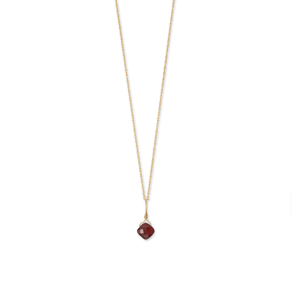 14k Yellow Gold Gemstone Birthstone 16" Necklace (January - December)