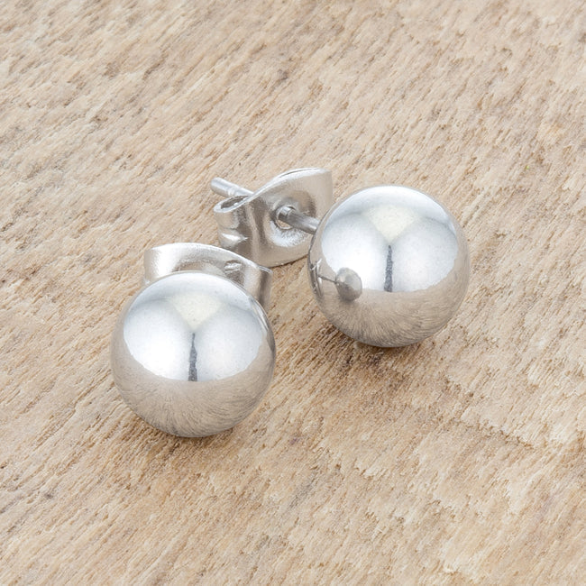 Stainless Steel 8mm Sphere Earring Studs