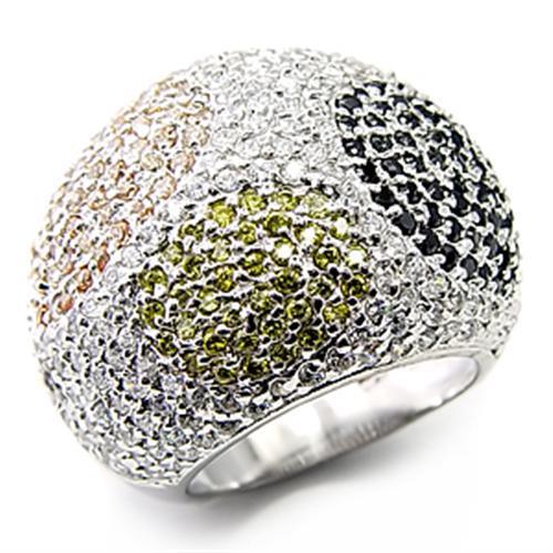 High Polished 925 Sterling Silver Ring with AAA Grade CZ  in Jet