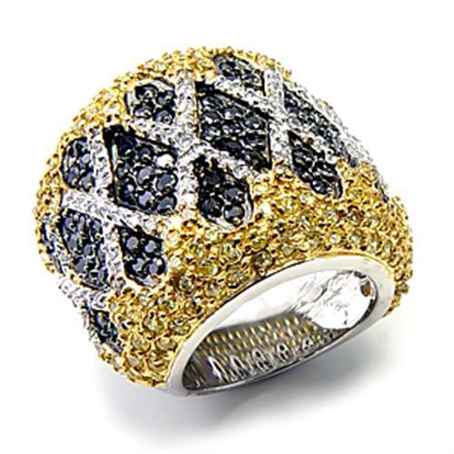 Rhodium+Gold+ Ruthenium 925 Sterling Silver Ring with AAA Grade CZ  in Multi Color