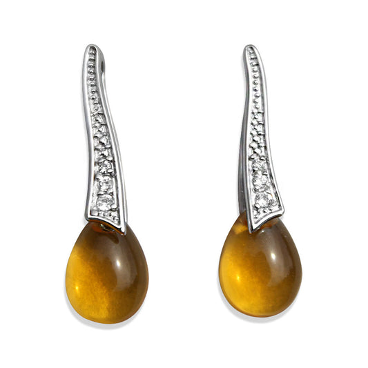 Rhodium Plating 925 Sterling Silver Earrings with AAA Grade CZ  in Clear