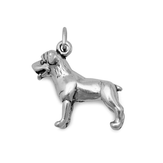 Authentic 925 Sterling Silver Standing Rottweiler Women's Charm for Bracelet or Necklace