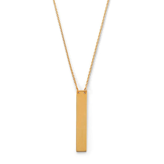 14k Yellow Gold Plated Sterling Silver Vertical Bar Necklace