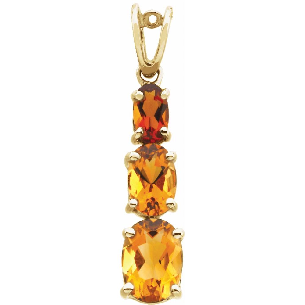 14k Yellow Gold Natural Citrine & Natural Madeira Citrine Pendant