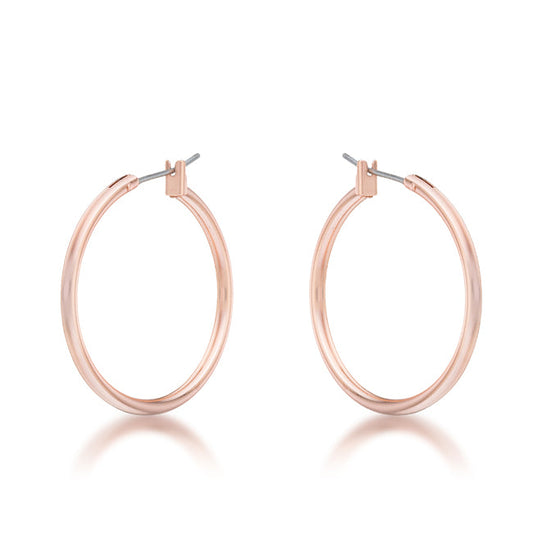 Rose Goldtone 30 mm Round Hoop Earrings