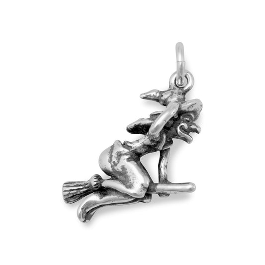 Authentic 925 Sterling Silver Oxidized Witch Women's Charm for Bracelet or Necklace