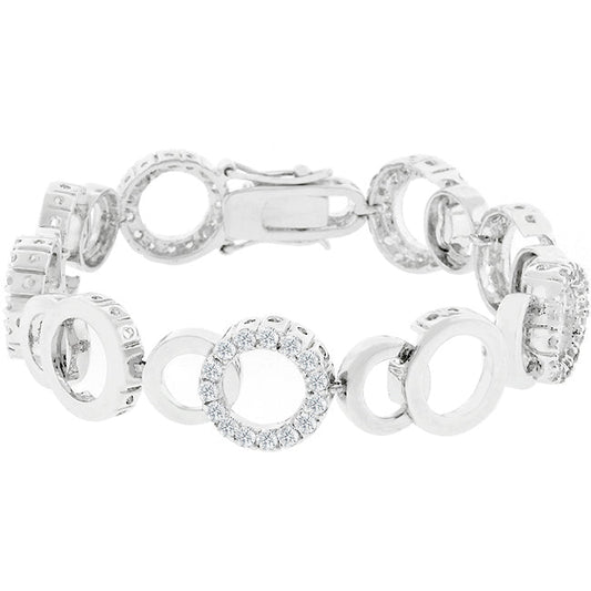 Silvertone Cubic Zirconia Circle 8" Ladies Bracelet